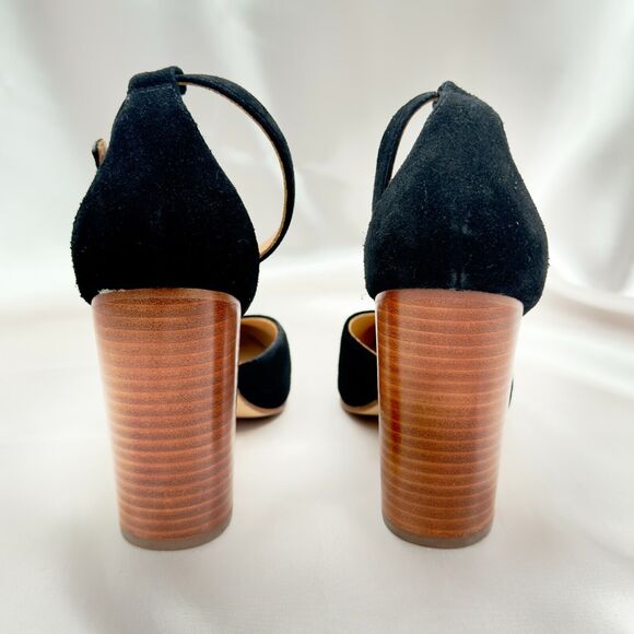 Soludos The Colette Black Split Suede Leather Block Heels Sandal Size 9 - Picture 3 of 11